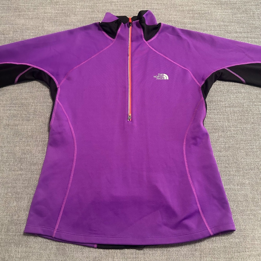 The North Face FlashDry Pullover Womens M Purple Black 1/2 Zip Running Top